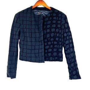 Missoni black contrast pattern cropped jacket circles squares 97% wool 42/ US 6